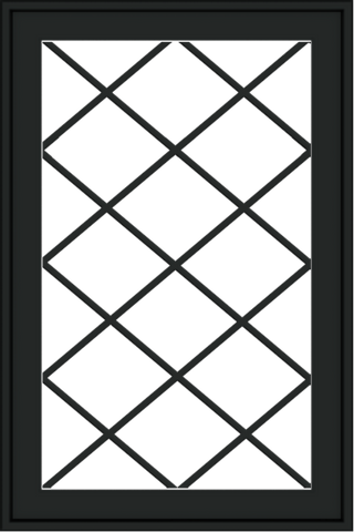 WDMA 24x36 (23.5 x 35.6 inch) black uPVC/Vinyl Push out Casement Window with Diamond Grids Exterior