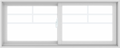 WDMA 60X24 (59.5 x 23.5 inch) White uPVC/Vinyl Sliding Window with Top Colonial Grids Grilles