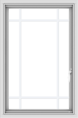 WDMA 24x36 (23.5 x 35.5 inch) black uPVC/Vinyl Push out Casement Window with Prairie Grilles Interior