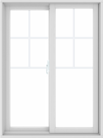 WDMA 36X48 (35.5 x 47.5 inch) White uPVC/Vinyl Sliding Window with Top Colonial Grids Grilles