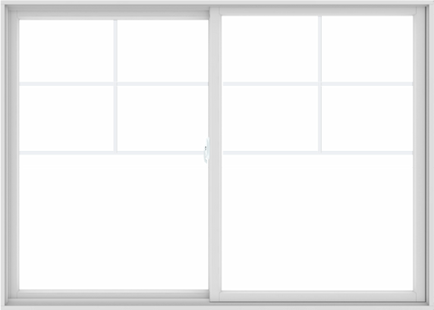 WDMA 84X60 (83.5 x 59.5 inch) White uPVC/Vinyl Sliding Window with Top Colonial Grids Grilles