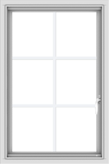 WDMA 24x36 (23.5 x 35.5 inch) White aluminum Push out Casement Window with Colonial Grilles