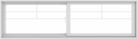 WDMA 84X24 (83.5 x 23.5 inch) White uPVC/Vinyl Sliding Window with Top Colonial Grids Grilles