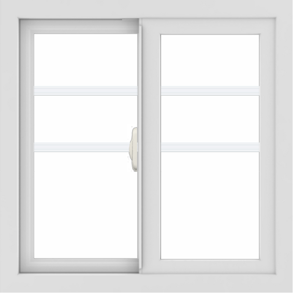 WDMA 24x24 (23.5 x 23.5 inch) White uPVC/Vinyl Slide Window with Top Colonial Grids