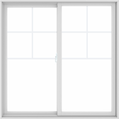 WDMA 60X60 (59.5 x 59.5 inch) White uPVC/Vinyl Sliding Window with Top Colonial Grids Grilles