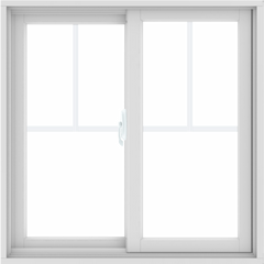 WDMA 34x34 (33.5 x 33.5 inch) White uPVC/Vinyl Sliding Window with Fractional Grilles