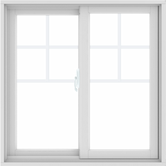 WDMA 36X36 (35.5 x 35.5 inch) White uPVC/Vinyl Sliding Window with Top Colonial Grids Grilles