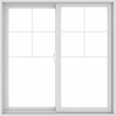 WDMA 48X48 (47.5 x 47.5 inch) White uPVC/Vinyl Sliding Window with Top Colonial Grids Grilles