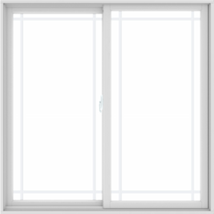 WDMA 60X60 (59.5 x 59.5 inch) White uPVC/Vinyl Sliding Window with Prairie Grilles