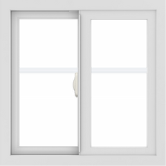 WDMA 24x24 (23.5 x 23.5 inch) black uPVC/Vinyl Slide Window with Fractional Grilles Interior