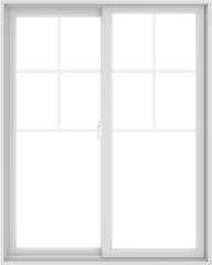 WDMA 48X60 (47.5 x 59.5 inch) White uPVC/Vinyl Sliding Window with Top Colonial Grids Grilles