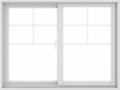 WDMA 48X36 (47.5 x 35.5 inch) White uPVC/Vinyl Sliding Window with Top Colonial Grids Grilles