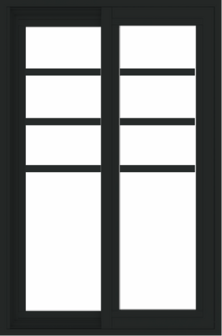 WDMA 24x36 (23.5 x 35.6 inch) black uPVC/Vinyl Slide Window with Top Colonial Grids Exterior