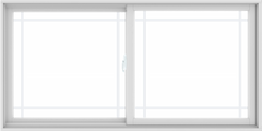 WDMA 72X36 (71.5 x 35.5 inch) White uPVC/Vinyl Sliding Window with Prairie Grilles