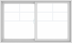 WDMA 60X36 (59.5 x 35.5 inch) White uPVC/Vinyl Sliding Window with Top Colonial Grids Grilles