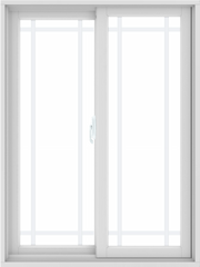 WDMA 36X48 (35.5 x 47.5 inch) White uPVC/Vinyl Sliding Window with Prairie Grilles