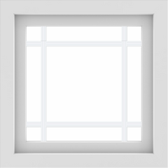 WDMA 24x24 (23.5 x 23.5 inch) White uPVC/Vinyl Picture Window with Prairie Grilles