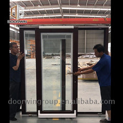 waterfront balcony timber aluminum tilt sliding glass door with Integrated shutter on China WDMA