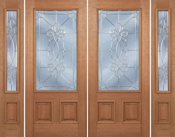 WDMA 100x80 Door (8ft4in by 6ft8in) Exterior Mahogany Celtic Cross Double Door/2side w/ CO Glass 1