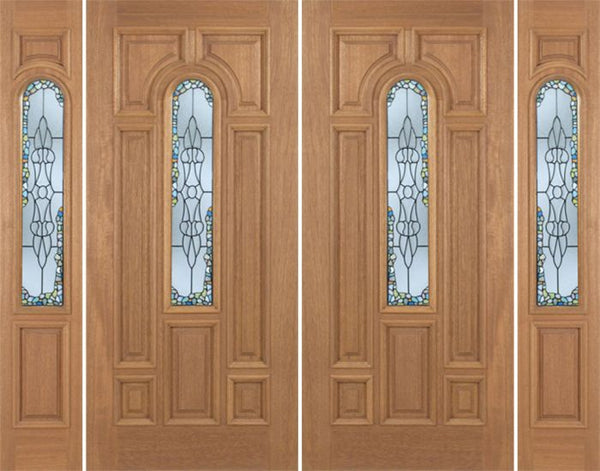 WDMA 100x80 Door (8ft4in by 6ft8in) Exterior Mahogany Revis Double Door/2side w/ Tiffany Glass - 6ft8in Tall 1