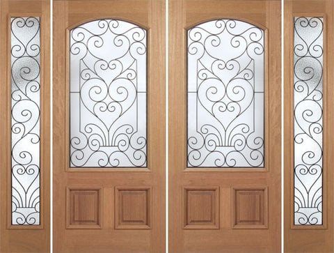 WDMA 100x80 Door (8ft4in by 6ft8in) Exterior Mahogany Naples Double Door/2side w/ SM Glass 1