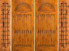 WDMA 100x80 Door (8ft4in by 6ft8in) Exterior Knotty Alder Entry Prehung Double Door with Two Sidelights Carved 1