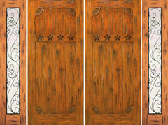 WDMA 100x80 Door (8ft4in by 6ft8in) Exterior Knotty Alder Prehung Double Door with Two Sidelights Front Carved 1