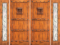 WDMA 100x80 Door (8ft4in by 6ft8in) Exterior Knotty Alder Double Door with Two Sidelights Entry 3-Panel Speakeasy [45 1