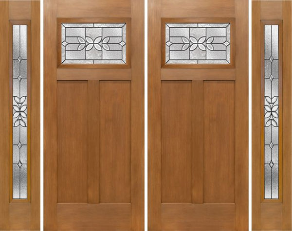 WDMA 100x80 Door (8ft4in by 6ft8in) Exterior Fir Craftsman Top Lite Double Entry Door Sidelights CD Glass 1