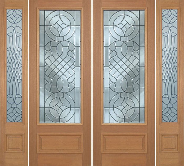 WDMA 100x96 Door (8ft4in by 8ft) Exterior Mahogany Livingston Double Door/2side w/ D Glass - 8ft Tall 1