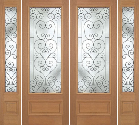 WDMA 100x96 Door (8ft4in by 8ft) Exterior Mahogany Roma Double Door/2side w/ SM Glass - 8ft Tall 1