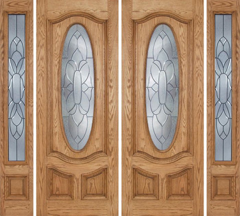 WDMA 100x96 Door (8ft4in by 8ft) Exterior Oak Dally Double Door/2side w/ BO Glass - 8ft Tall 1