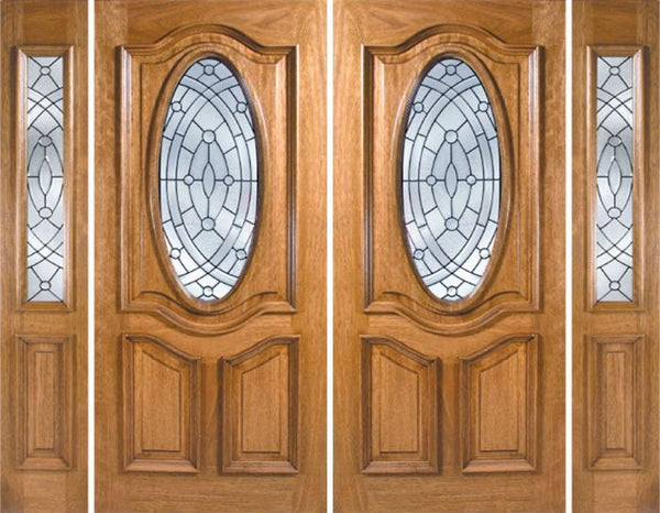 WDMA 108x80 Door (9ft by 6ft8in) Exterior Mahogany La Jolla Double Door/2side w/ EE Glass 1