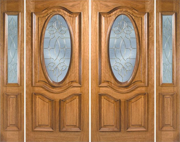 WDMA 108x80 Door (9ft by 6ft8in) Exterior Mahogany La Jolla Double Door/2side w/ OC Glass 1