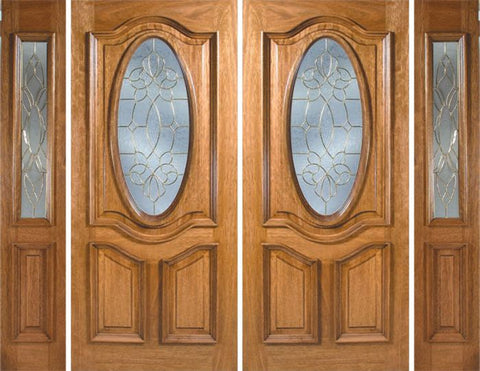 WDMA 108x80 Door (9ft by 6ft8in) Exterior Mahogany La Jolla Double Door/2side w/ BO Glass - 6ft8in Tall 1