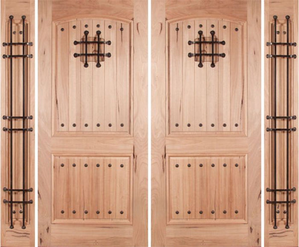 WDMA 108x80 Door (9ft by 6ft8in) Exterior Walnut Rustica Double Door/2side with Speakeasy 1