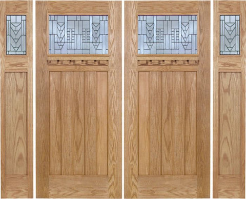 WDMA 108x80 Door (9ft by 6ft8in) Exterior Oak Biltmore Double Door/2side w/ A Glass 1