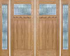 WDMA 108x80 Door (9ft by 6ft8in) Exterior Oak Biltmore Double Door/2 Full-lite side w/ C Glass 1