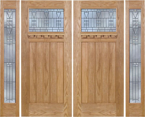 WDMA 108x80 Door (9ft by 6ft8in) Exterior Oak Biltmore Double Door/2 Full-lite side w/ B Glass 1