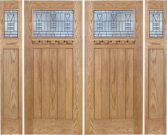 WDMA 108x80 Door (9ft by 6ft8in) Exterior Oak Biltmore Double Door/2side w/ B Glass 1