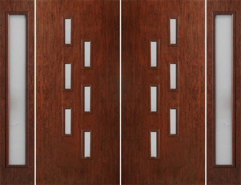 WDMA 108x80 Door (9ft by 6ft8in) Exterior Cherry Contemporary Modern 6 Lite Double Entry Door Sidelights FC596 1