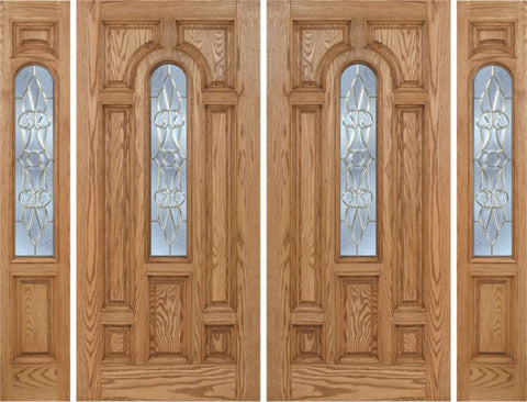 WDMA 108x80 Door (9ft by 6ft8in) Exterior Oak Carrick Double Door/2side w/ L Glass - 6ft8in Tall 1