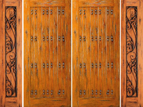 WDMA 108x80 Door (9ft by 6ft8in) Exterior Knotty Alder Entry Prehung Double Door with 2 Sidelights 1