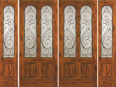 WDMA 108x80 Door (9ft by 6ft8in) Exterior Knotty Alder Double Door with Two Sidelights Entry Alder Twin Lite 1