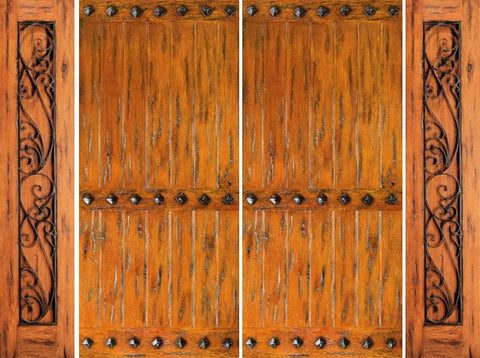 WDMA 108x80 Door (9ft by 6ft8in) Exterior Knotty Alder Front Prehung Double Door with Two Sidelights 1