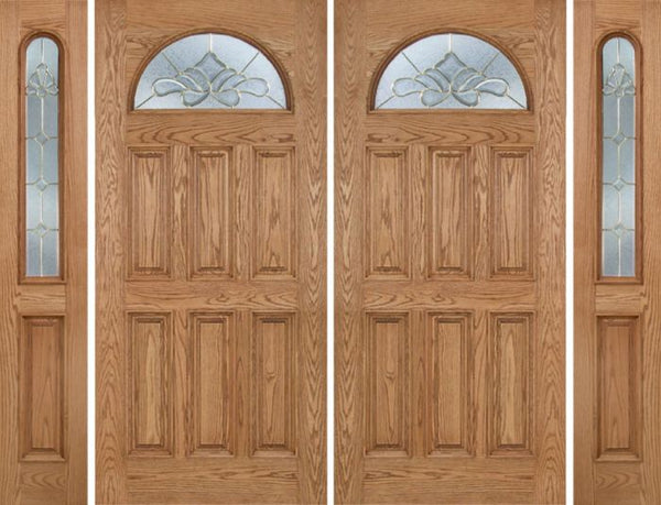 WDMA 112x80 Door (9ft4in by 6ft8in) Exterior Oak Merritt Double Door/2side w/ BO Glass 1