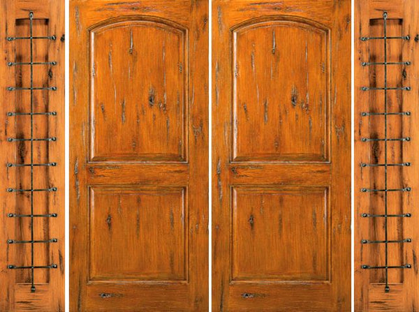 WDMA 120x80 Door (10ft by 6ft8in) Exterior Knotty Alder External Prehung Double Door with Two Sidelights 1