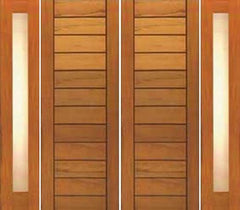 WDMA 120x80 Door (10ft by 6ft8in) Exterior Tropical Hardwood Double Door Two Sidelight Contemporary Flush Panel Solid Wood 1