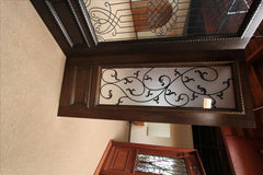 WDMA 120x80 Door (10ft by 6ft8in) Exterior Mahogany Double Door Two Sidelights Leaf design Ironwork Glass 7