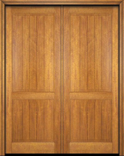 WDMA 120x84 Door (10ft by 7ft) Interior Swing Mahogany 2 Panel V-Grooved Plank Rustic-Old World Exterior or Double Door 1